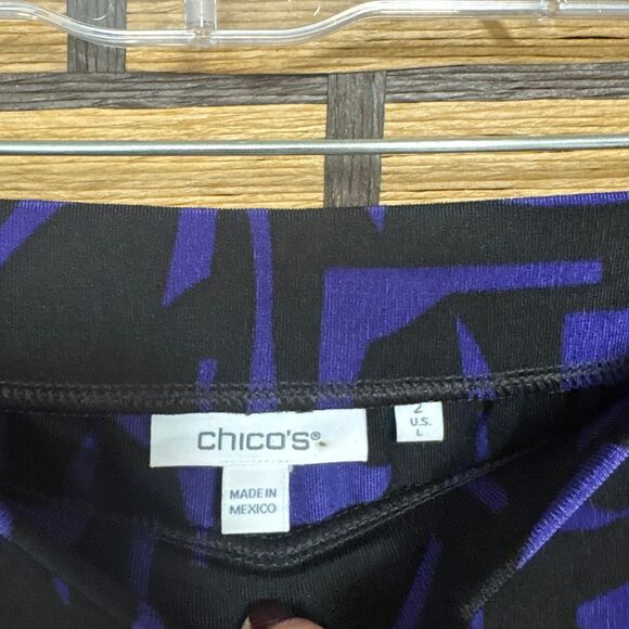 Chico’s Purple And Black Pattern Pull On Pants Size 2/Large - Picture 5 of 6